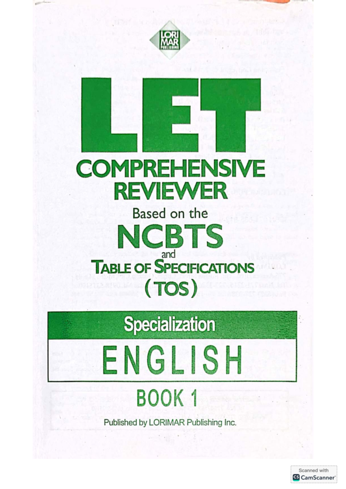 LET Comprehensive Reviewer: Specialization in English Book 1 - Studocu