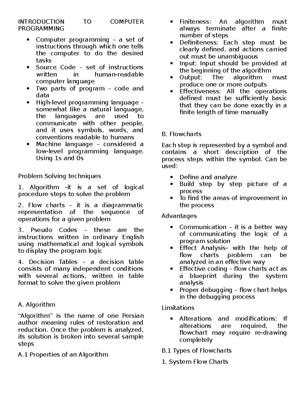 Module 3 reviewer - notes - INTRODUCTION TO COMPUTER PROGRAMMING ...