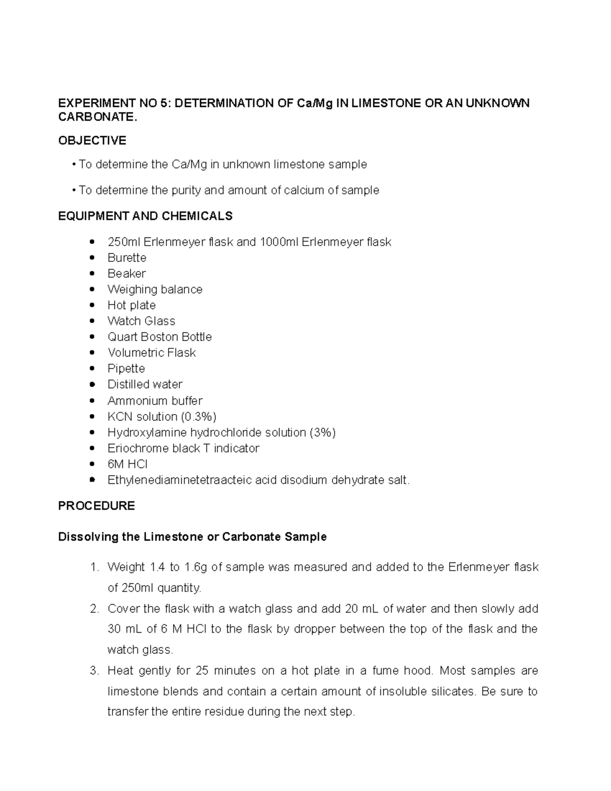Exp3ACL - pre-lab of analytical chemistry experiment no3 - EXP-5 ...