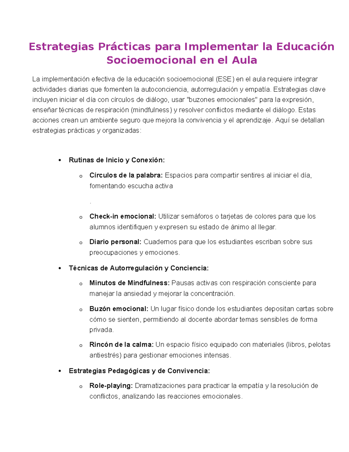 Estrategias Prácticas para la Educación Socioemocional en el Aula - Studocu
