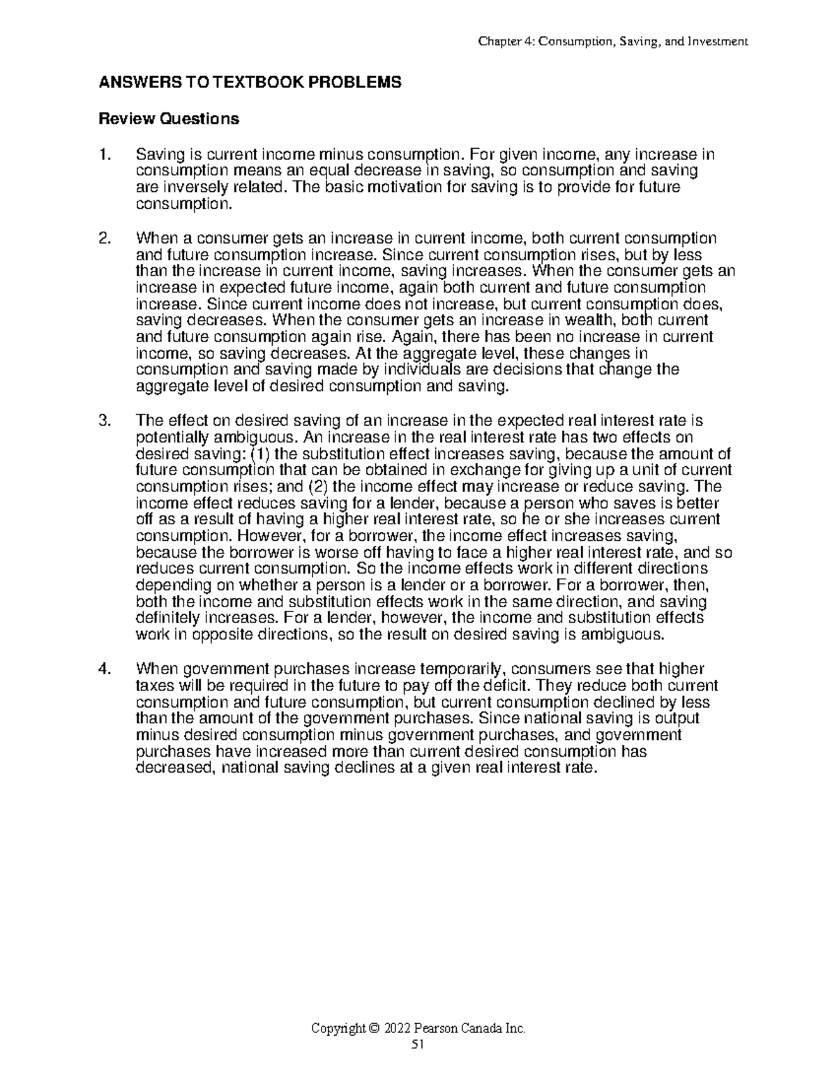 Ch4 - textbook - Copyright © 2022 Pearson Canada Inc. ANSWERS TO ...
