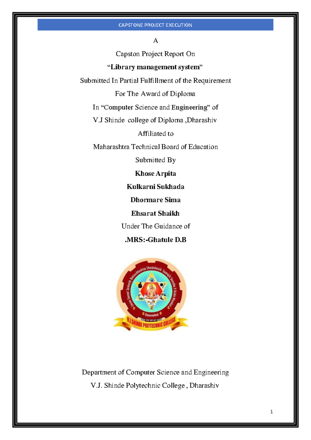 CAPSTONE PROJECT REPORT: Online Library Management System (CS101) - Studocu