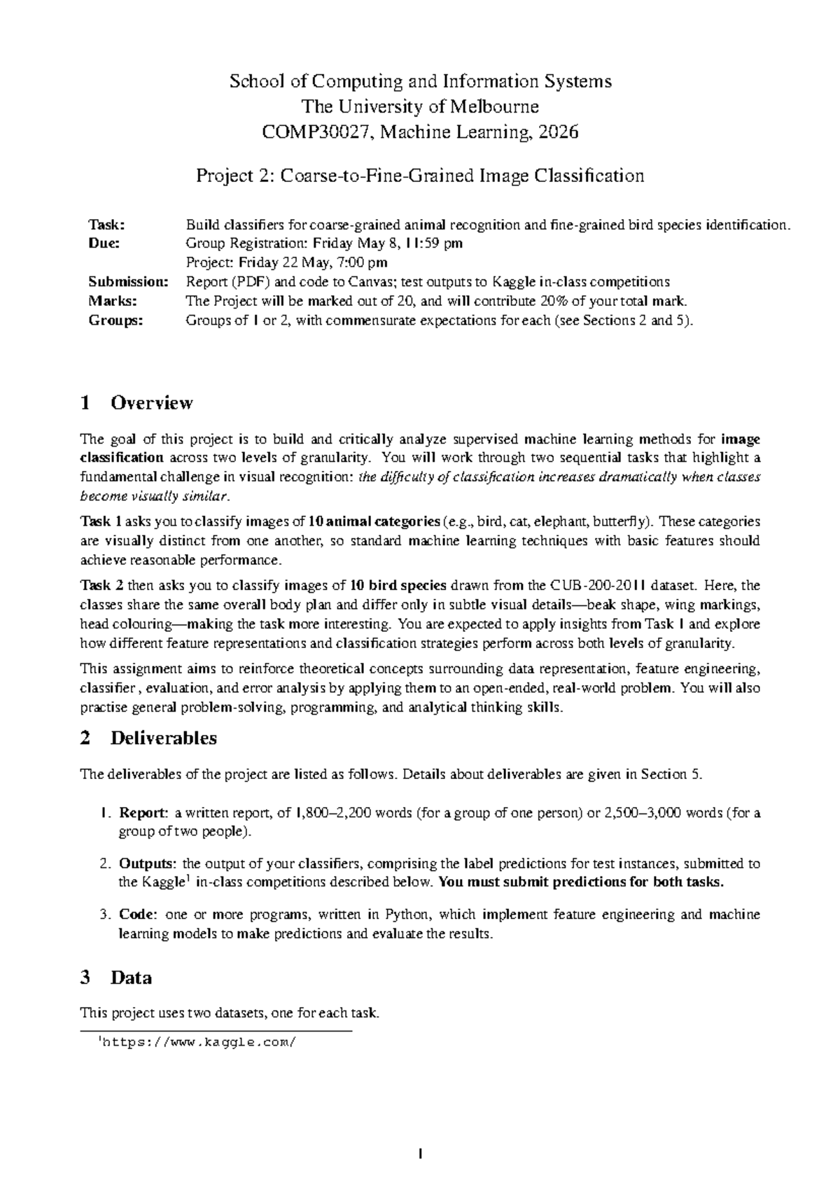 COMP30027 Project 2: Image Classification for Animal & Bird Species ...