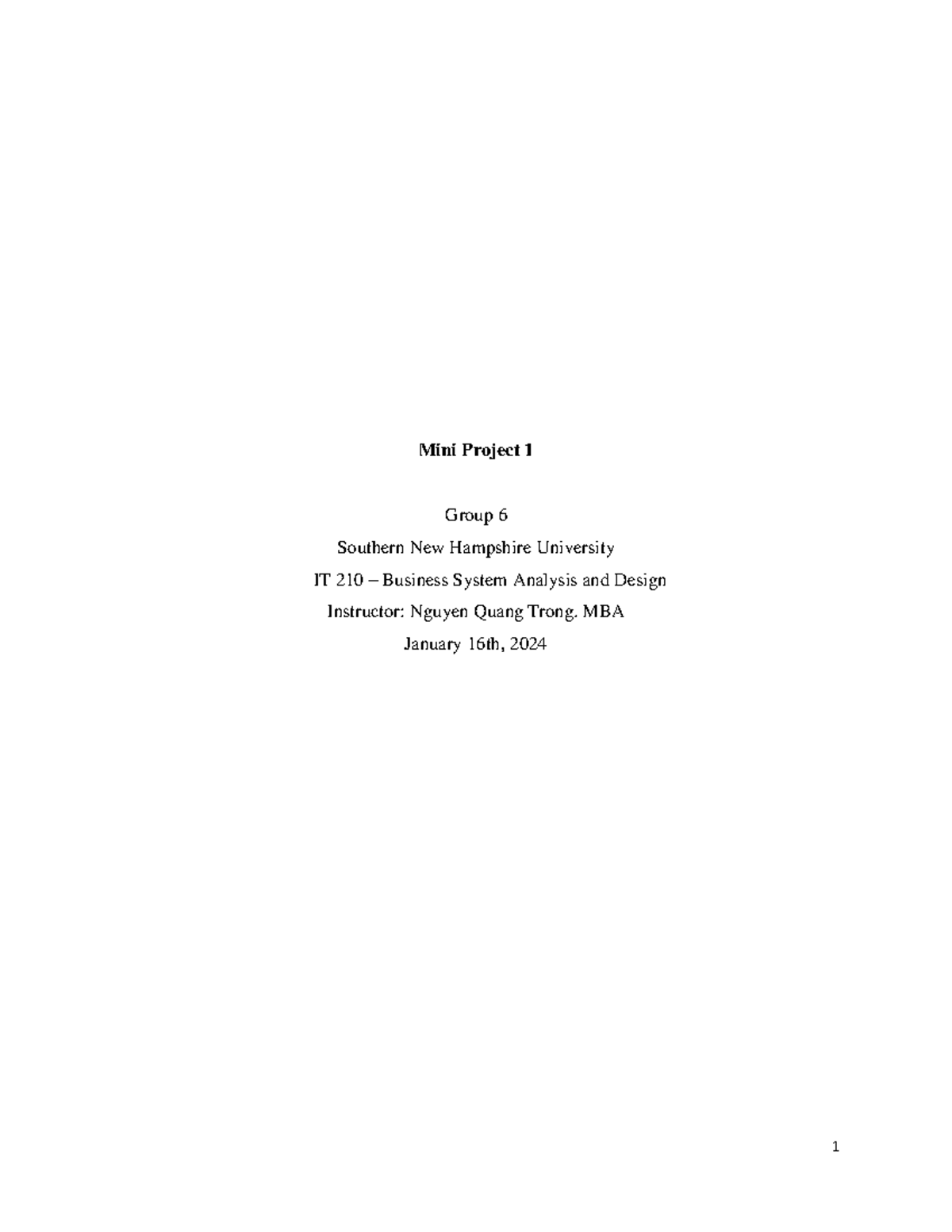 Mini-project group 6 - Mini Project 1 Group 6 Southern New Hampshire ...