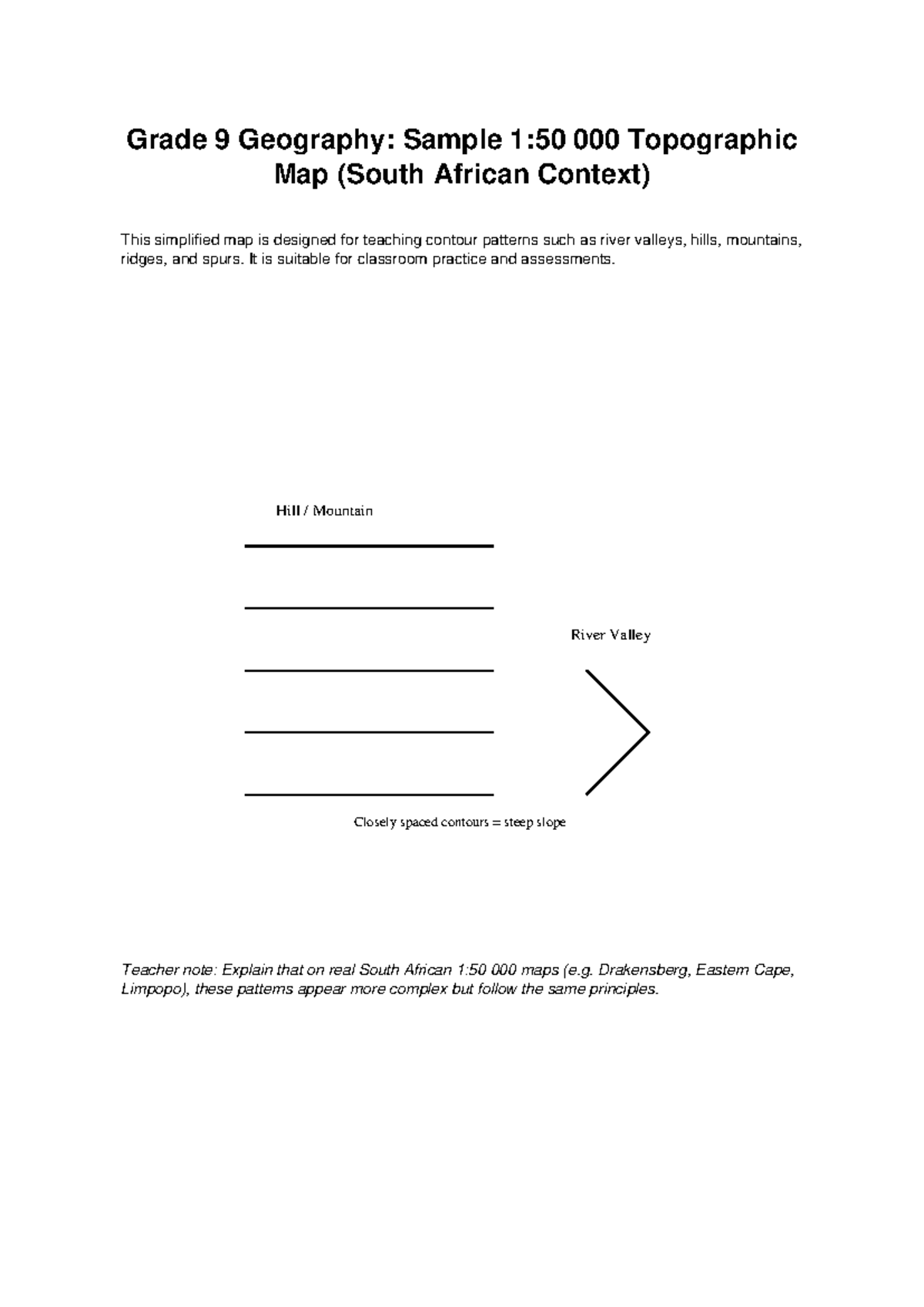 Grade 9 Geography Topographic Map Sample - Grade 9 Geography: Sample 1: ...