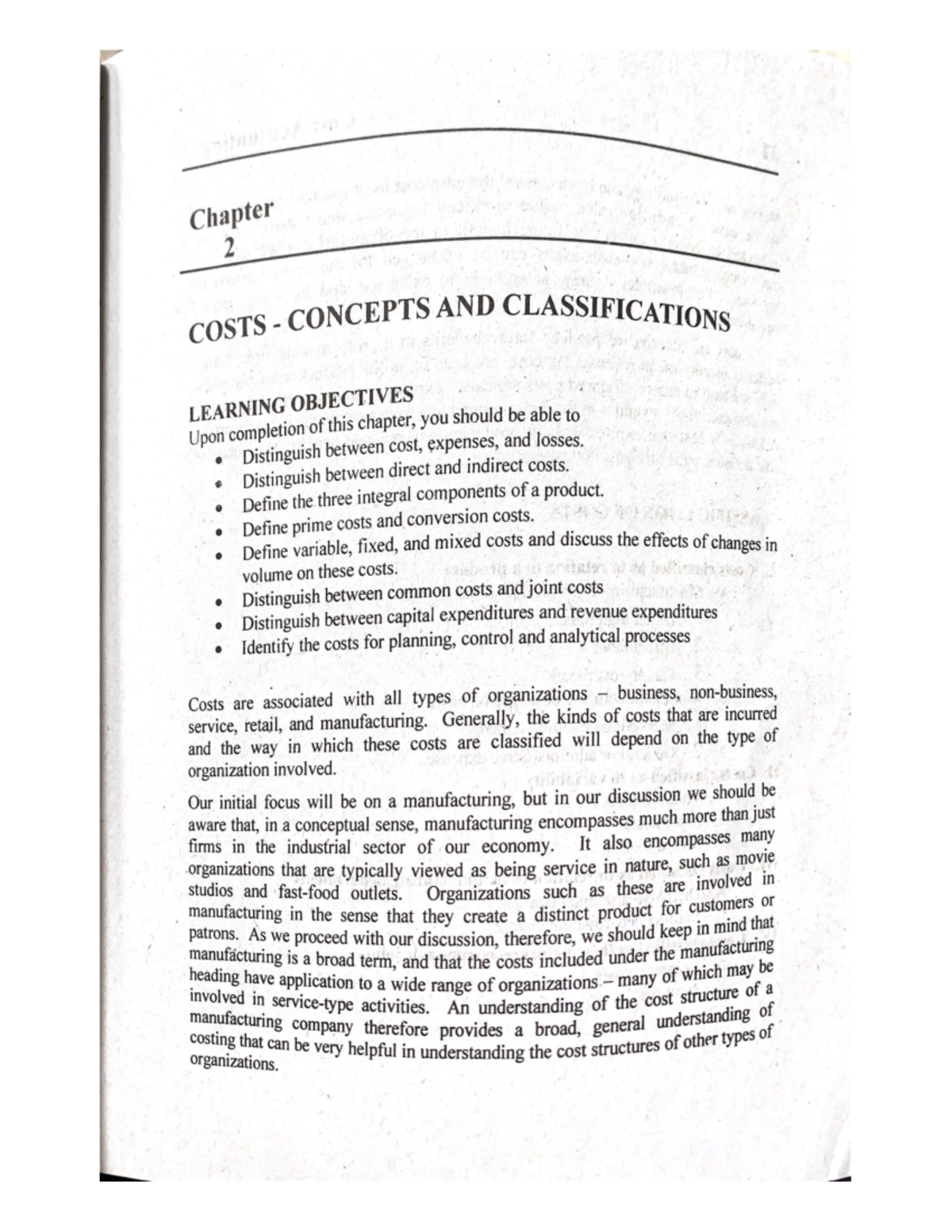 Chapter 2 Costs Concepts AND Classifications until 44 - Chapter 2 COSTS ...