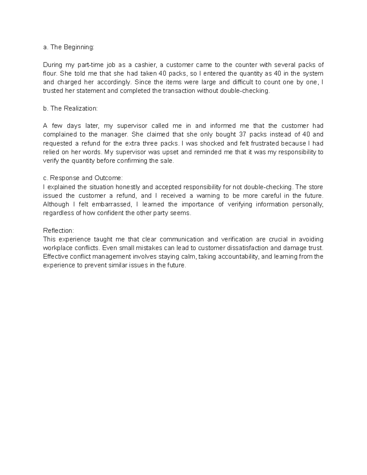 HRM668 Activity 3 - Lessons from a Cashier Experience - Studocu