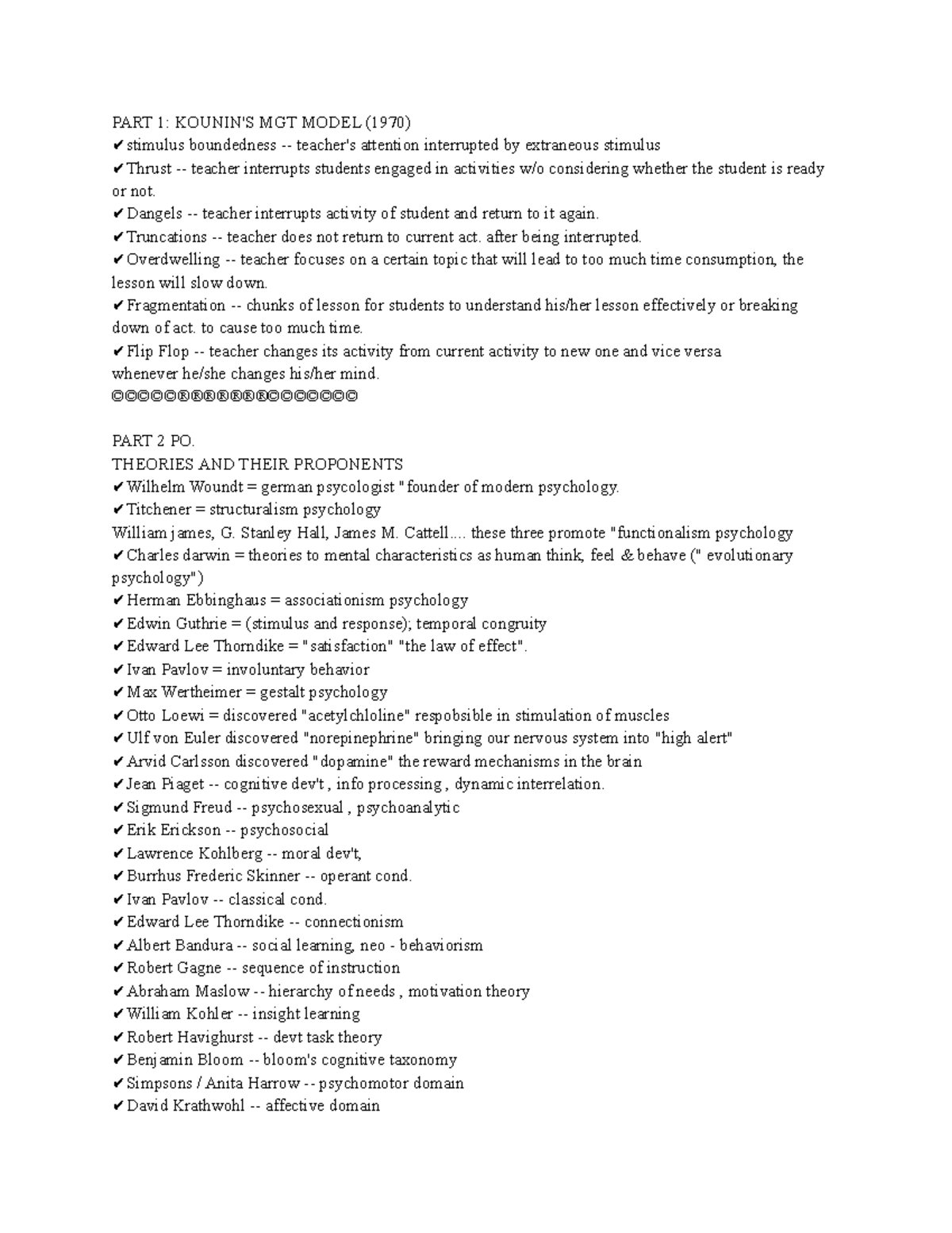 CPE105 Assessment in Learning 1 - PART 1: KOUNIN'S MGT MODEL (1970 ...