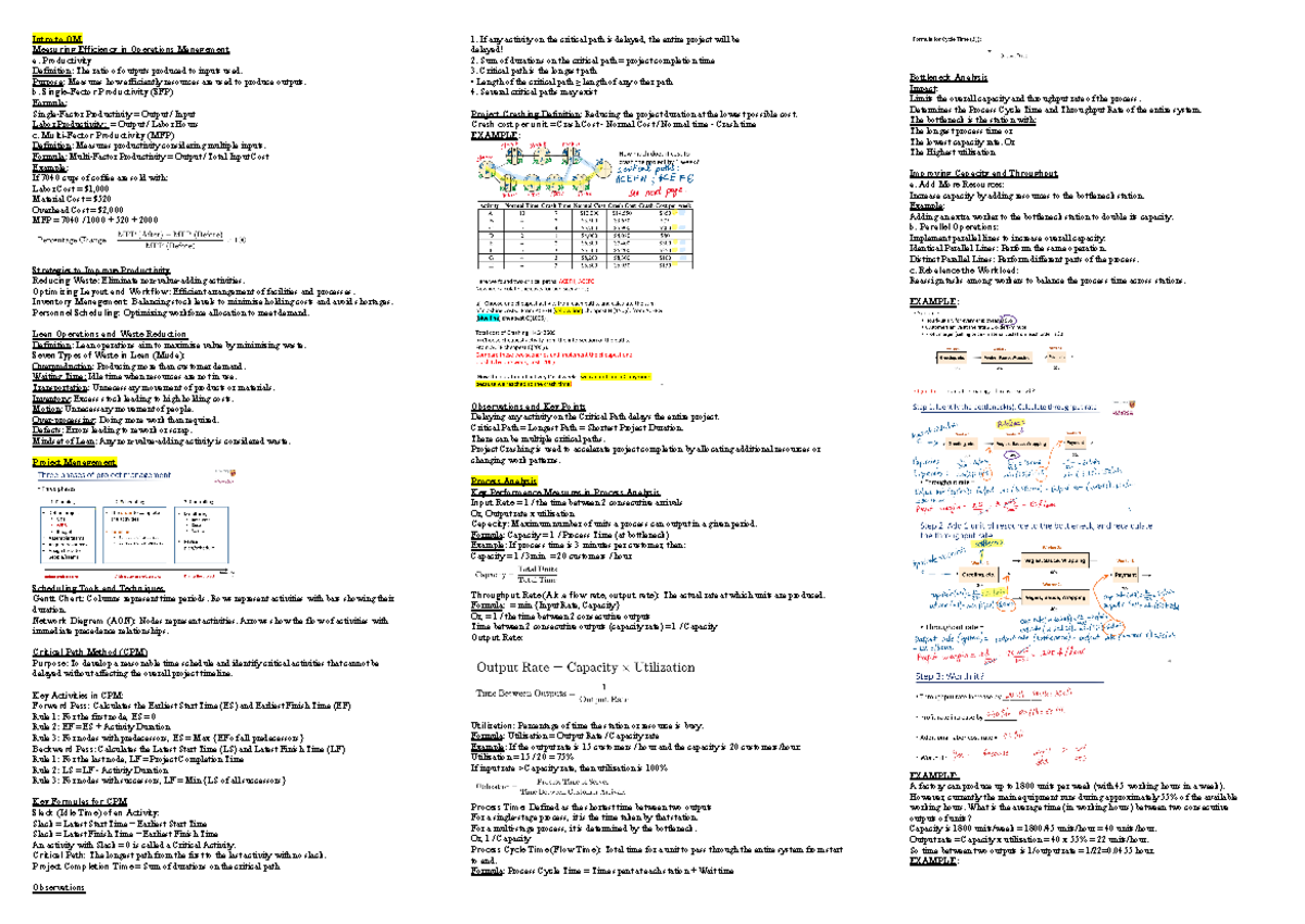 Commerce 2OC3 Final Exam Study Notes on Operations Management - Studocu