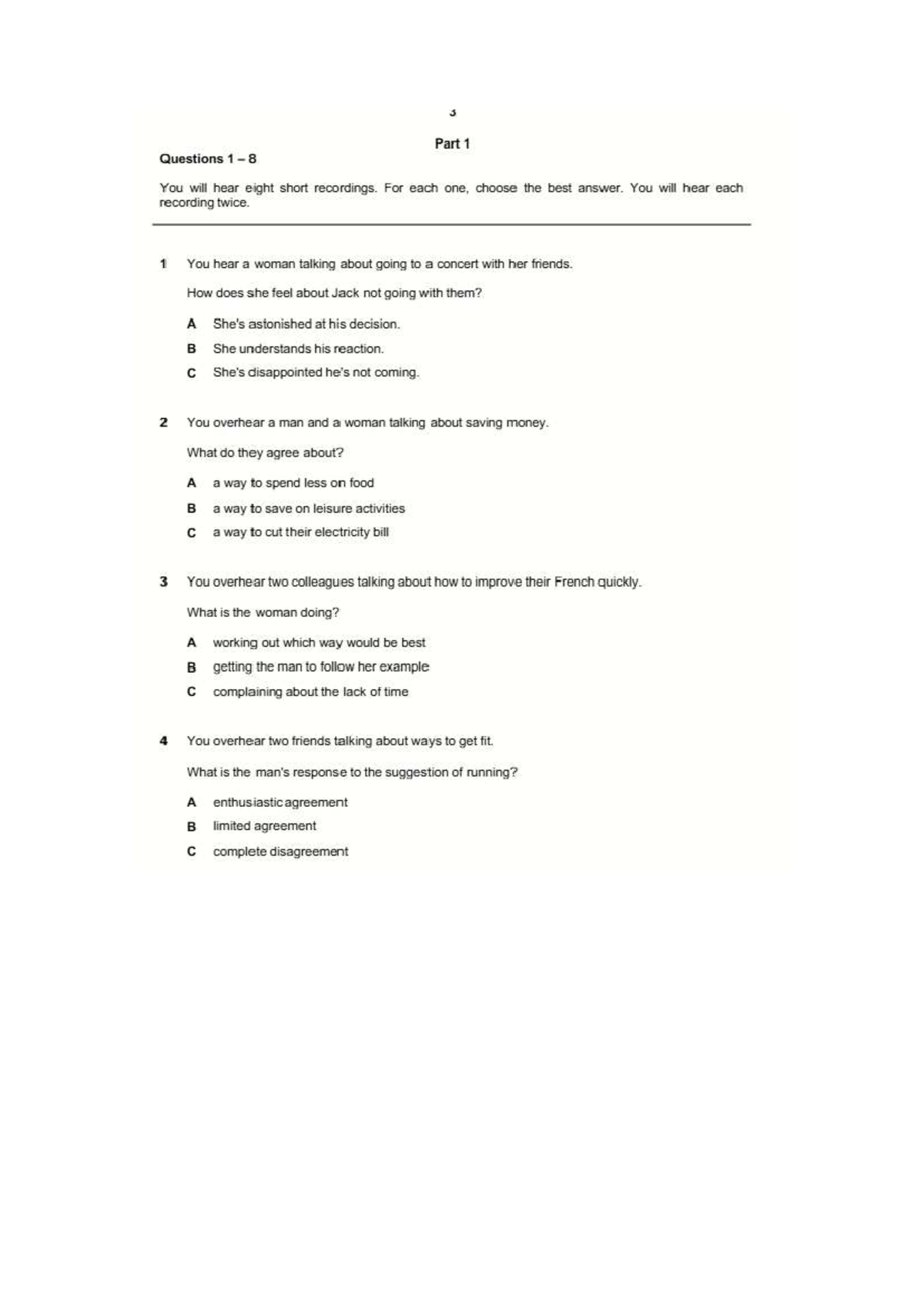 Listening Comprehension Test: Part 1 & 5 (Course Code: 5Y6) - Studocu