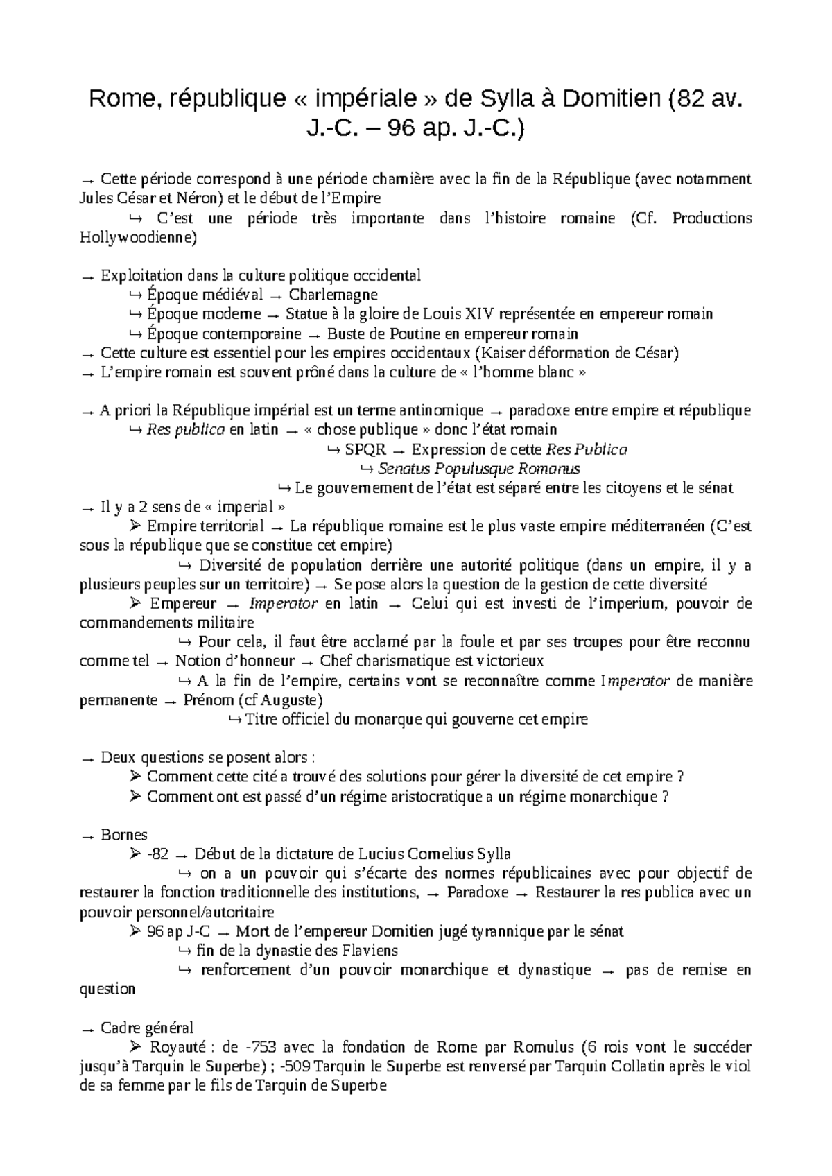 CM Antique - La République Impériale de Sylla à Domitien (82 av. - 96 ...