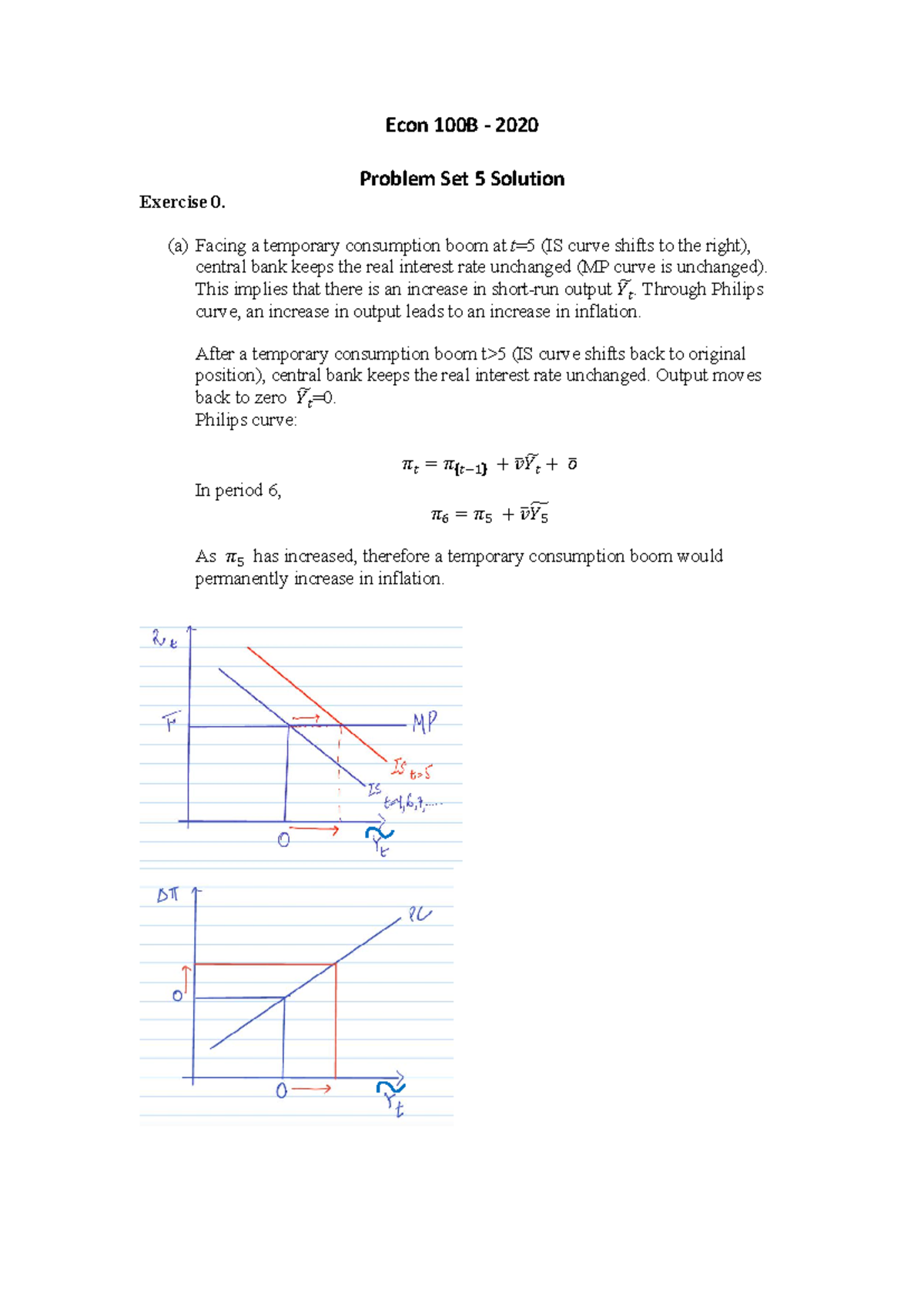 Econ 100B - Intermediate Macroeconomics Problem Set 5 Solutions - Studocu