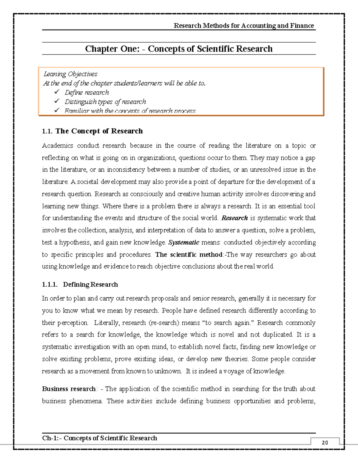 Ch-1: Concepts of Scientific Research Overview and Learning Goals - Studocu
