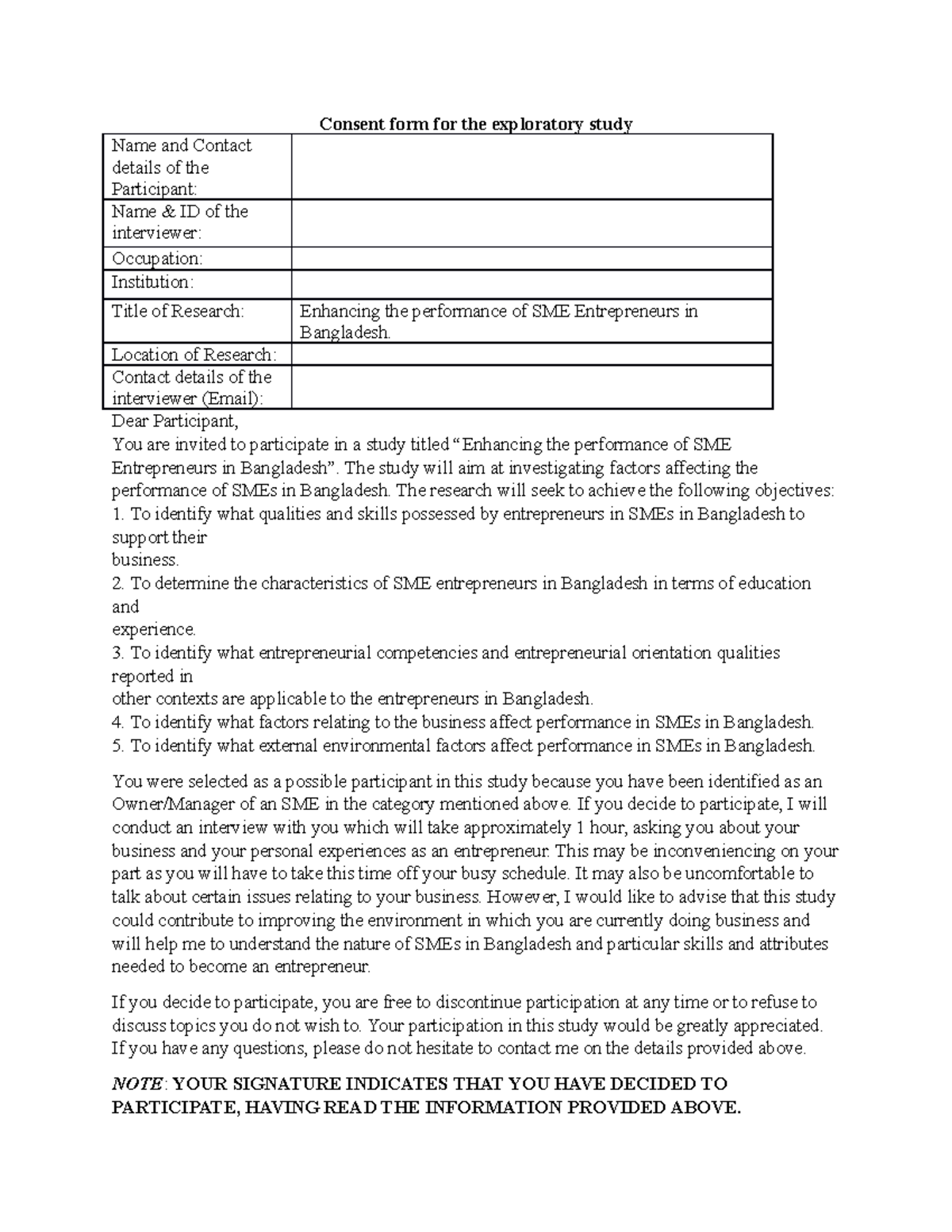 Interview Questions for SME Entrepreneurs in Bangladesh - Studocu