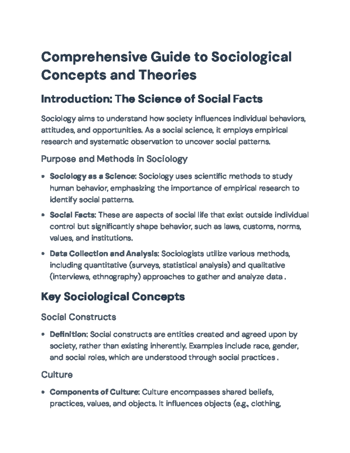 Comprehensive Guide to Sociological Concepts and Theories (SOC101 ...