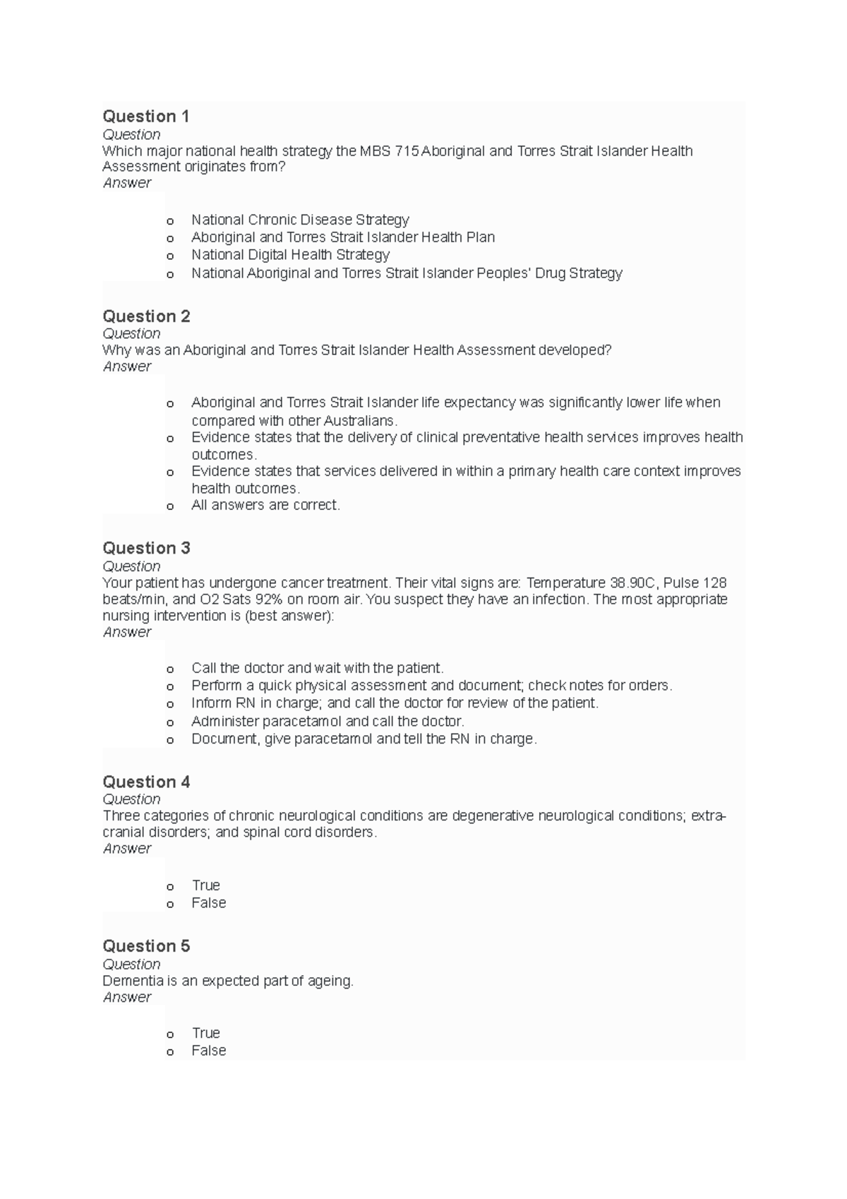 Chronic Illness Practice Exam - Key Questions and Answers Guide - Studocu