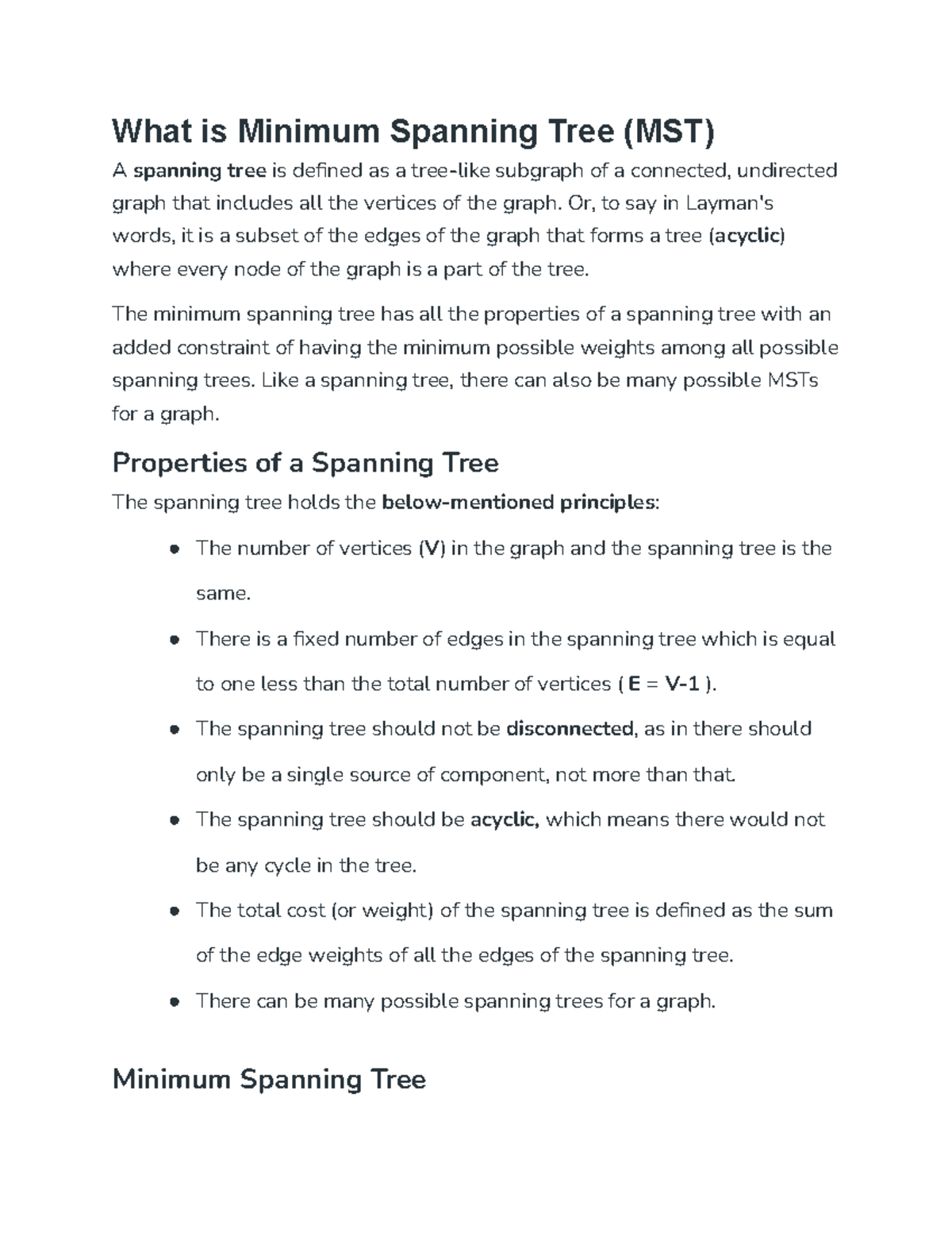 Understanding Minimum Spanning Tree (MST) Concepts and Algorithms - Studocu