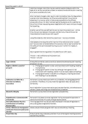 Statutory Interpretation Exam Notes Weeks 10-11 - LLB107 - QUT - Studocu