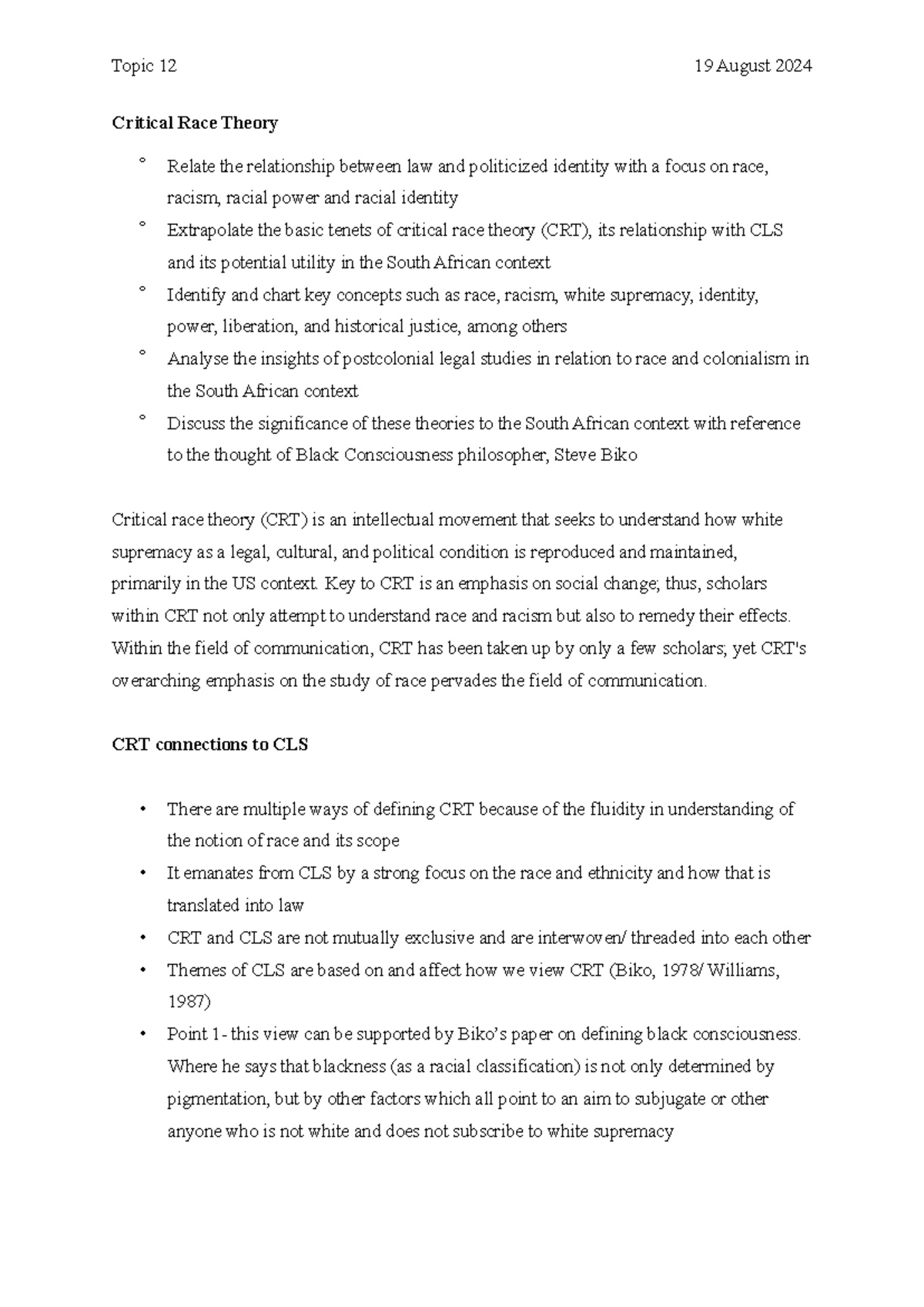 Critical Race Theory (CRT): Insights and Applications in SA - Studocu
