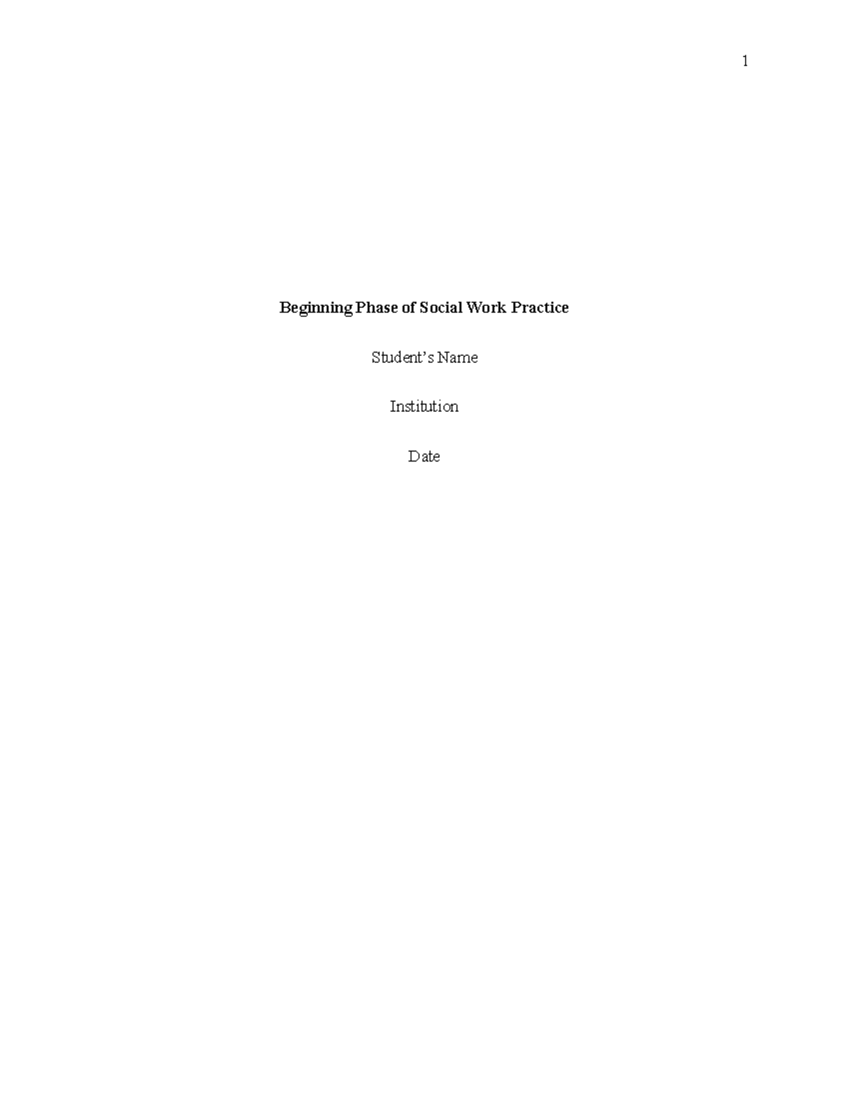 SWK 101: Beginning Phase of Social Work Practice Analysis - Studocu