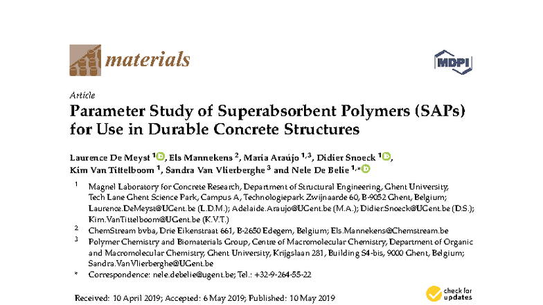 Parameter Study of Superabsorbent Polymers (SAPs) in Concrete - Studocu