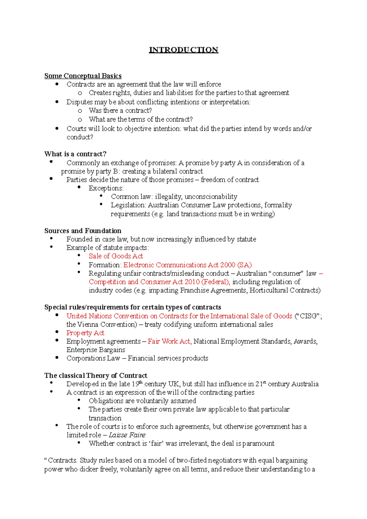 Contracts Exam Notes: Key Concepts and Formation Principles - Studocu