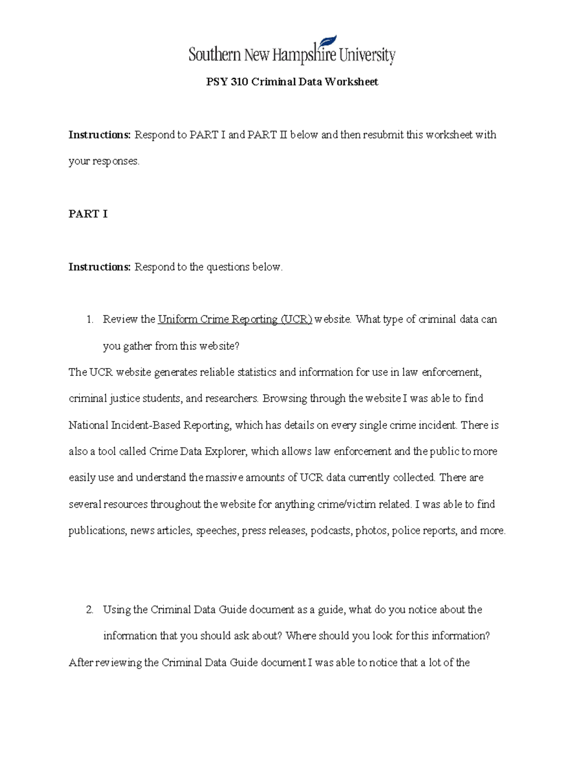 Psy310 criminal data worksheet - PSY 310 Criminal Data Worksheet ...
