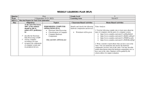 Grade 9 CSS Week 5 - A weekly learning plan for CSS 9 ICT - WEEKLY ...