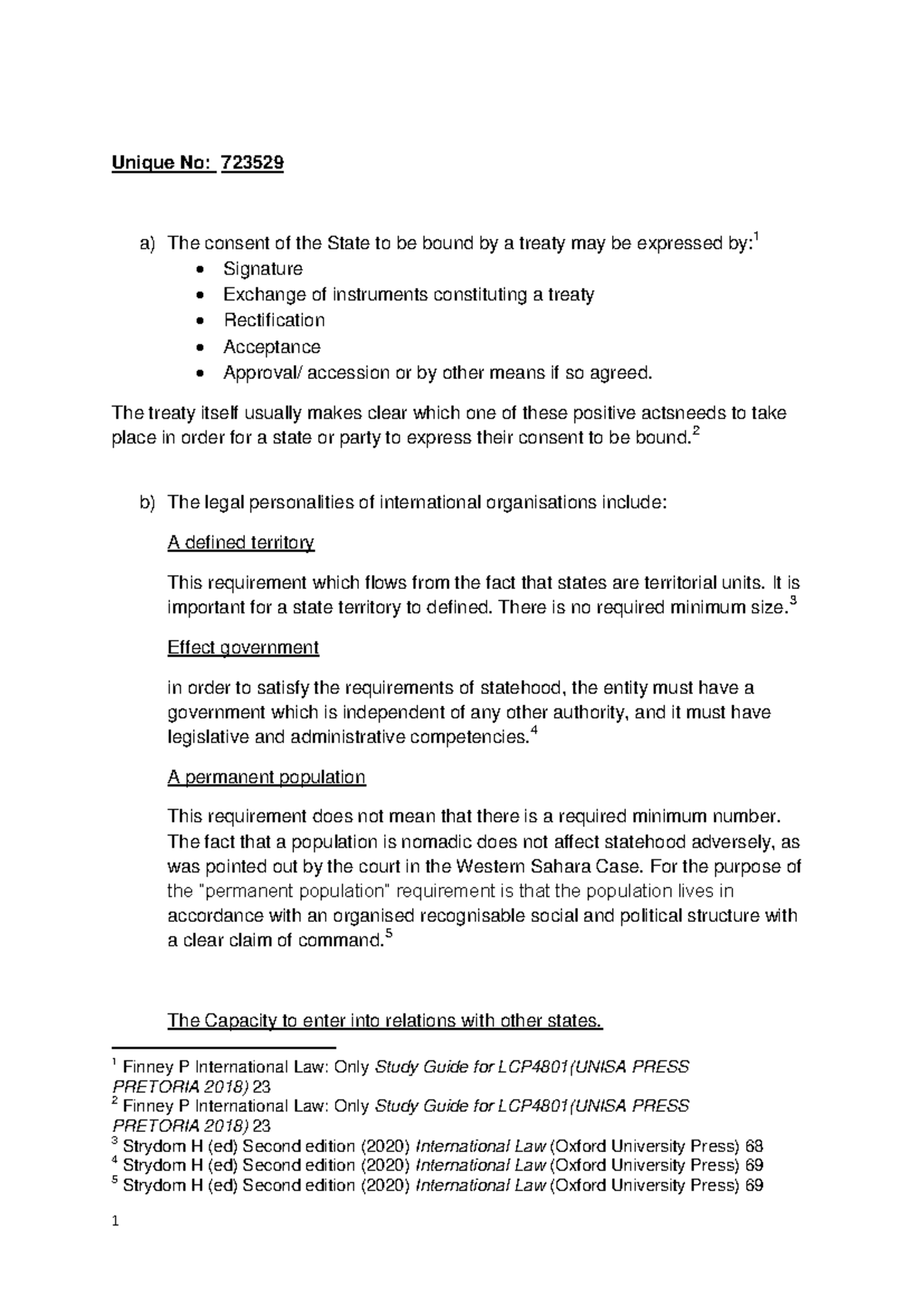 LCP4801 - International Law Assignment 2 Overview and Key Concepts ...