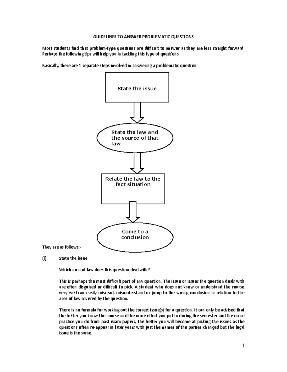 Case Study Answering Guidelines for Legal Problem Questions - Studocu