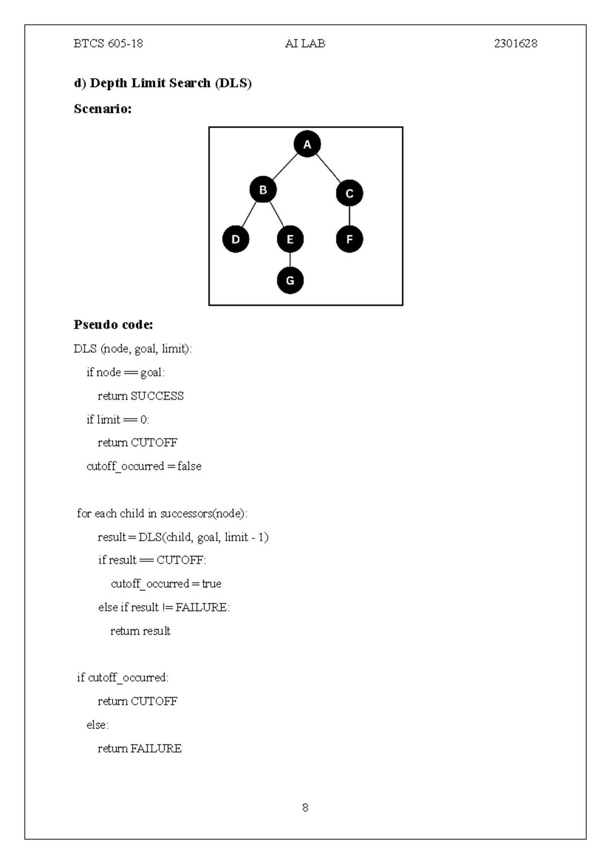 BTCS AI LAB2: Depth Limit Search, Iterative Deepening & Bidirectional ...