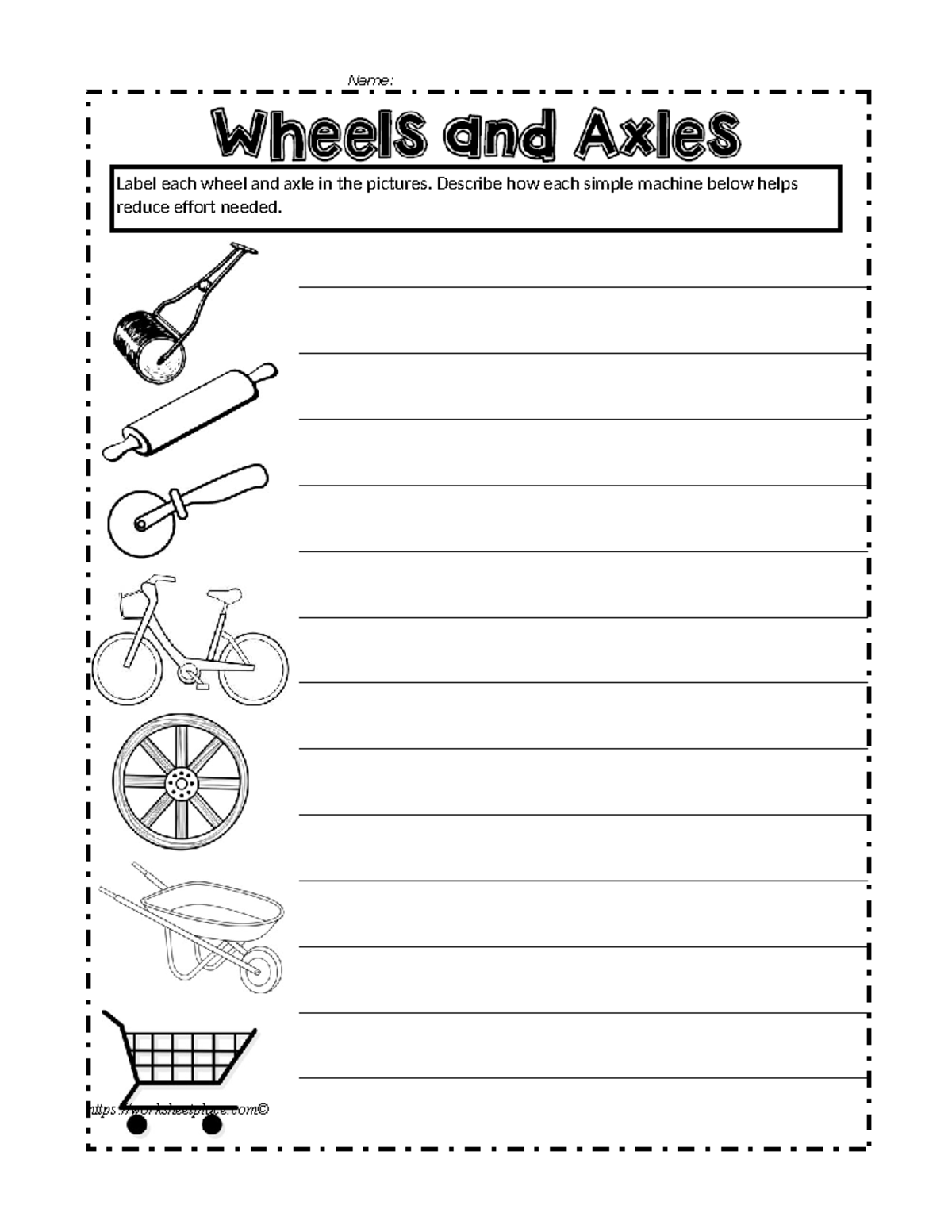 Wheels and Axels - this is for woodwork - Name: worksheetplace© Label ...