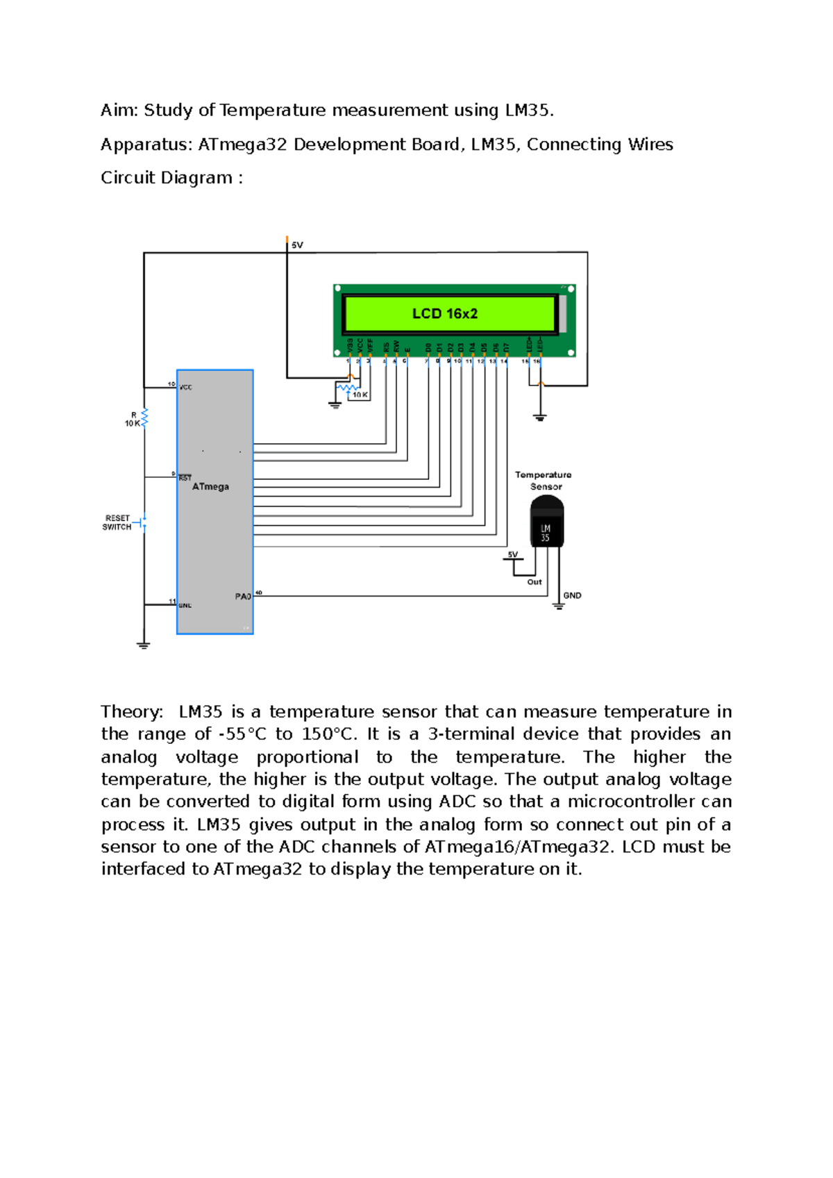 Final Exam: Temperature Measurement with LM35 and ATmega32 - Studocu