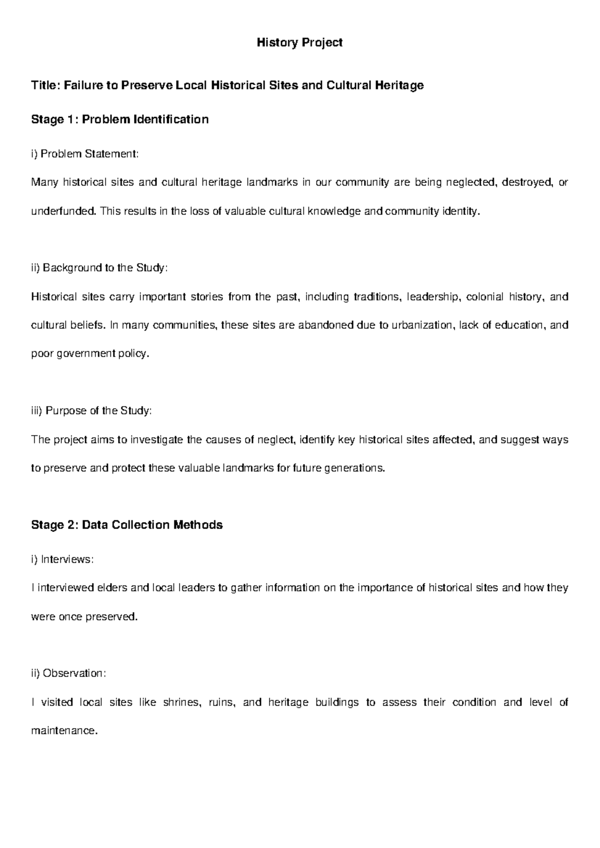 History Project: Preserving Local Heritage - Challenges & Solutions ...