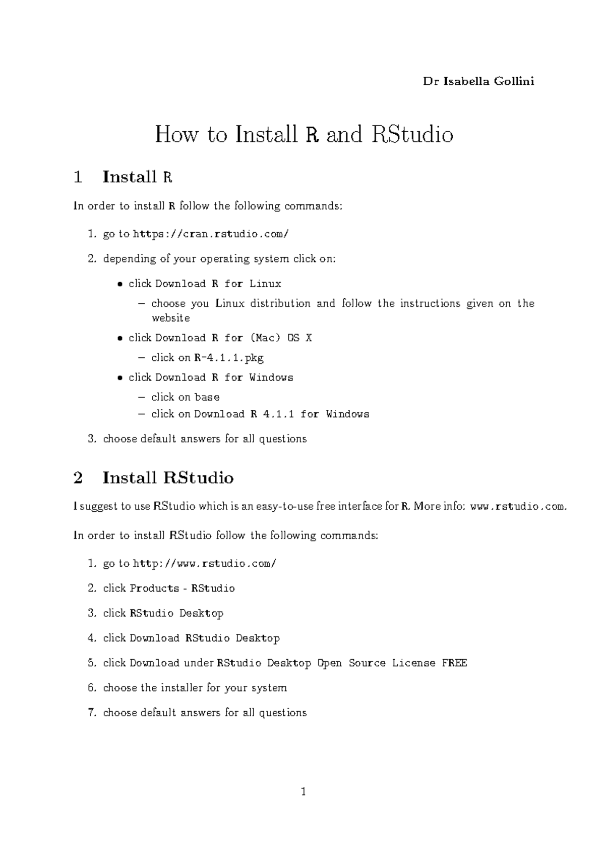 How to Install R and RStudio - Dr Isabella Gollini How to Install R and ...