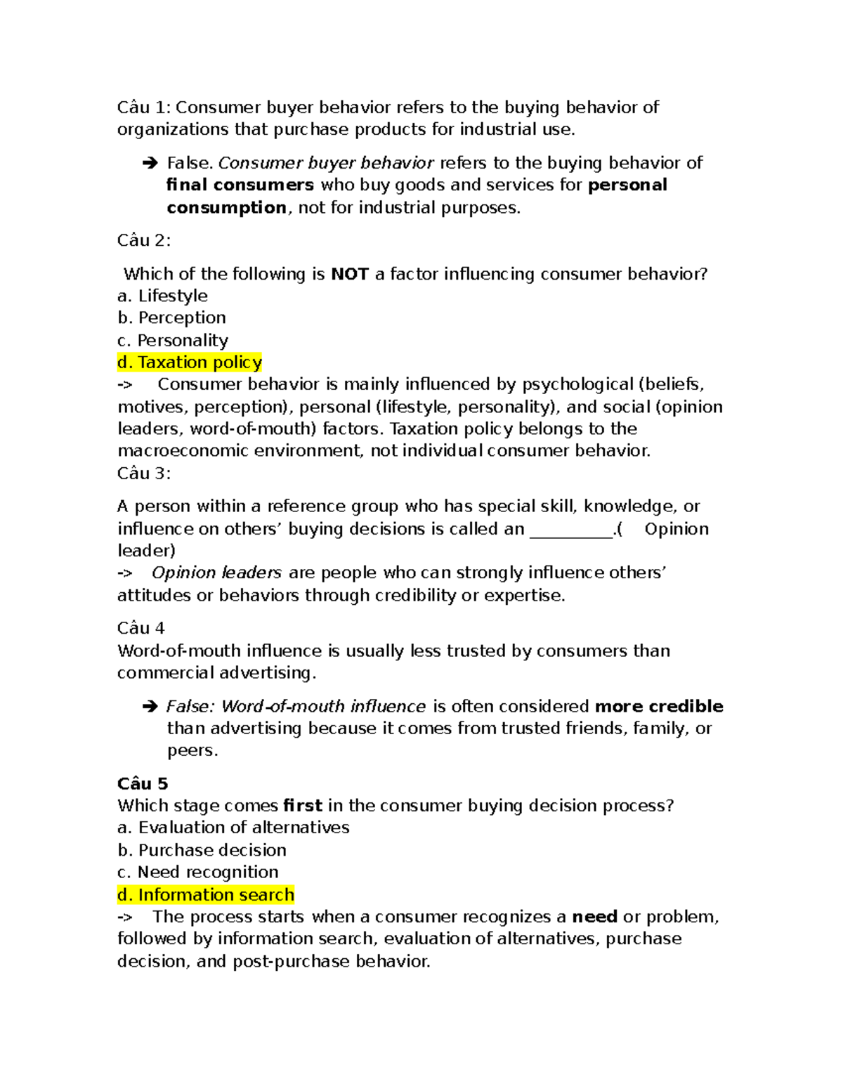 Consumer Behavior Notes: Key Concepts and Insights - Studocu