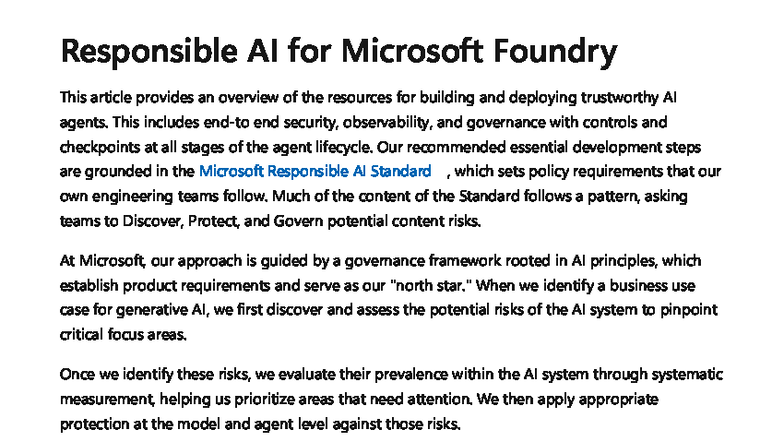 Responsible AI Practices for Microsoft Foundry: Overview and Guidelines ...
