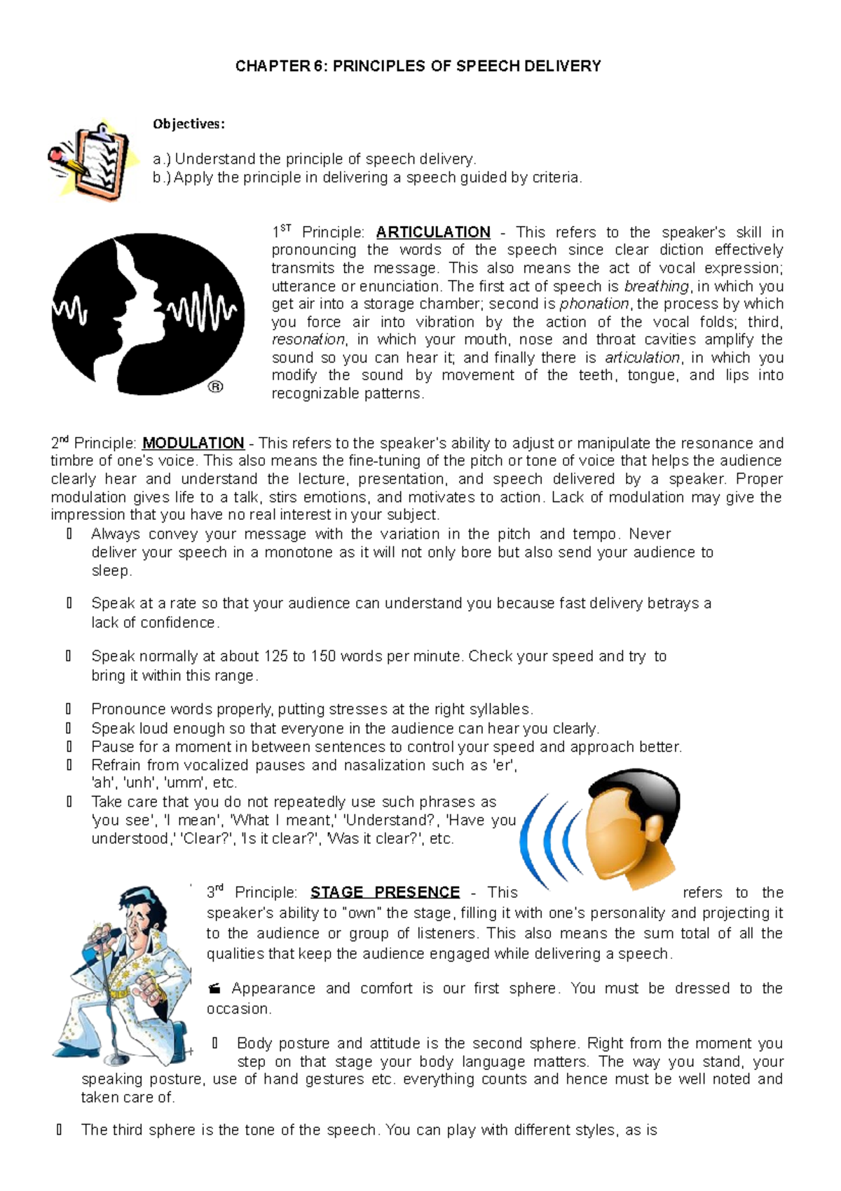 Chapter-6 - Lecture Notes - CHAPTER 6: PRINCIPLES OF SPEECH DELIVERY ...