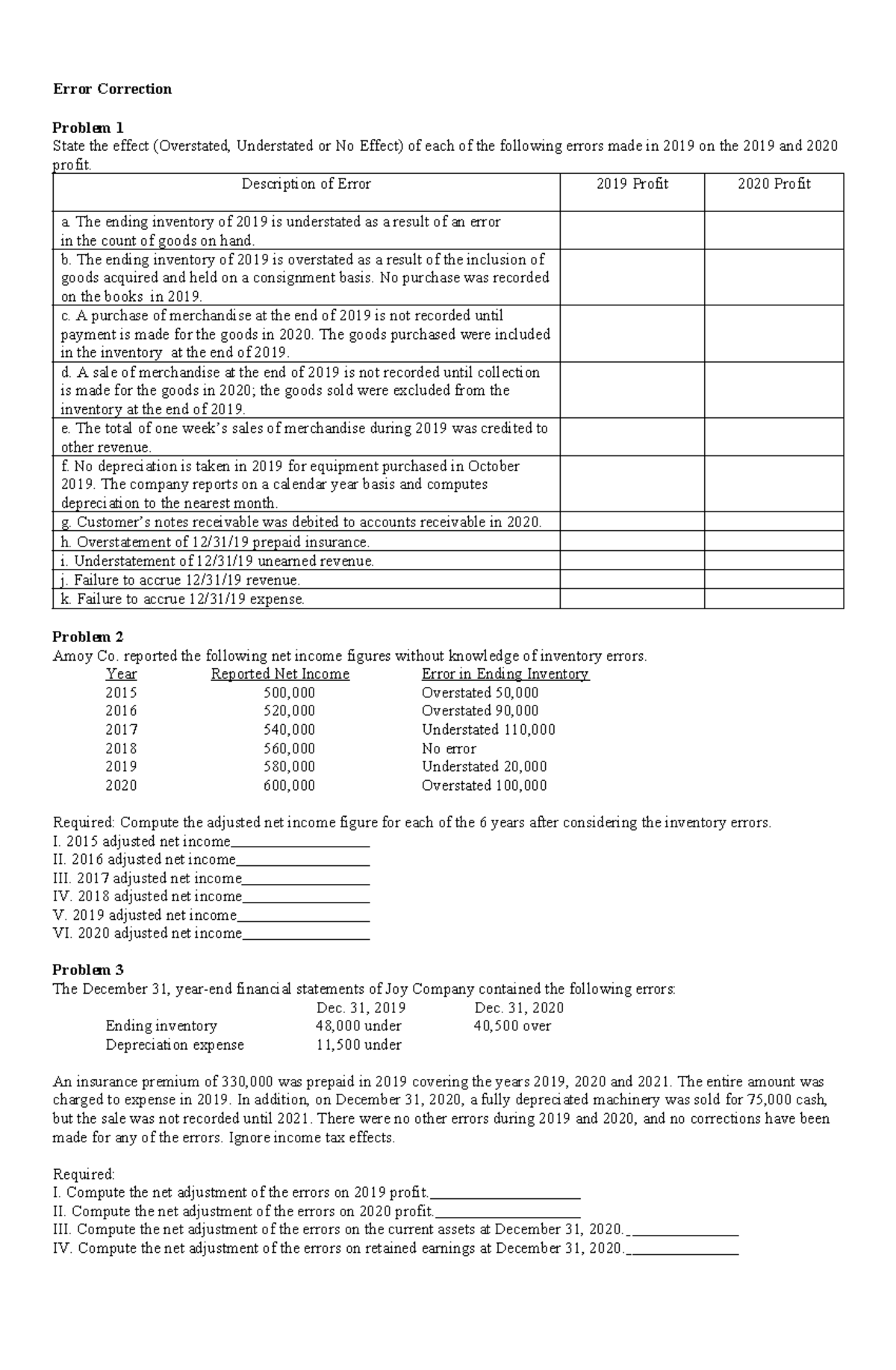 Ilide - Auditing Practice: Error Correction and Adjustments Solutions ...