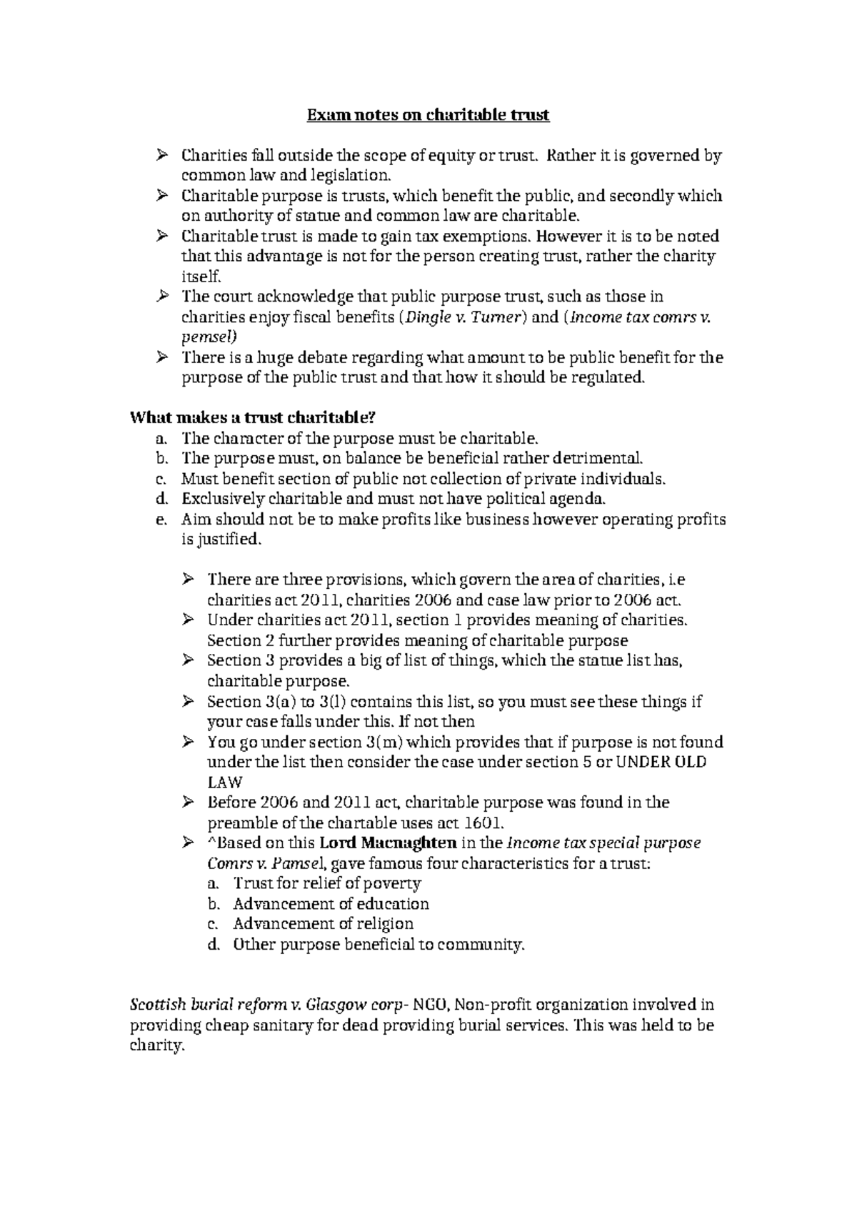 Charitable Trust Exam Notes: Key Concepts and Legal Framework - Studocu
