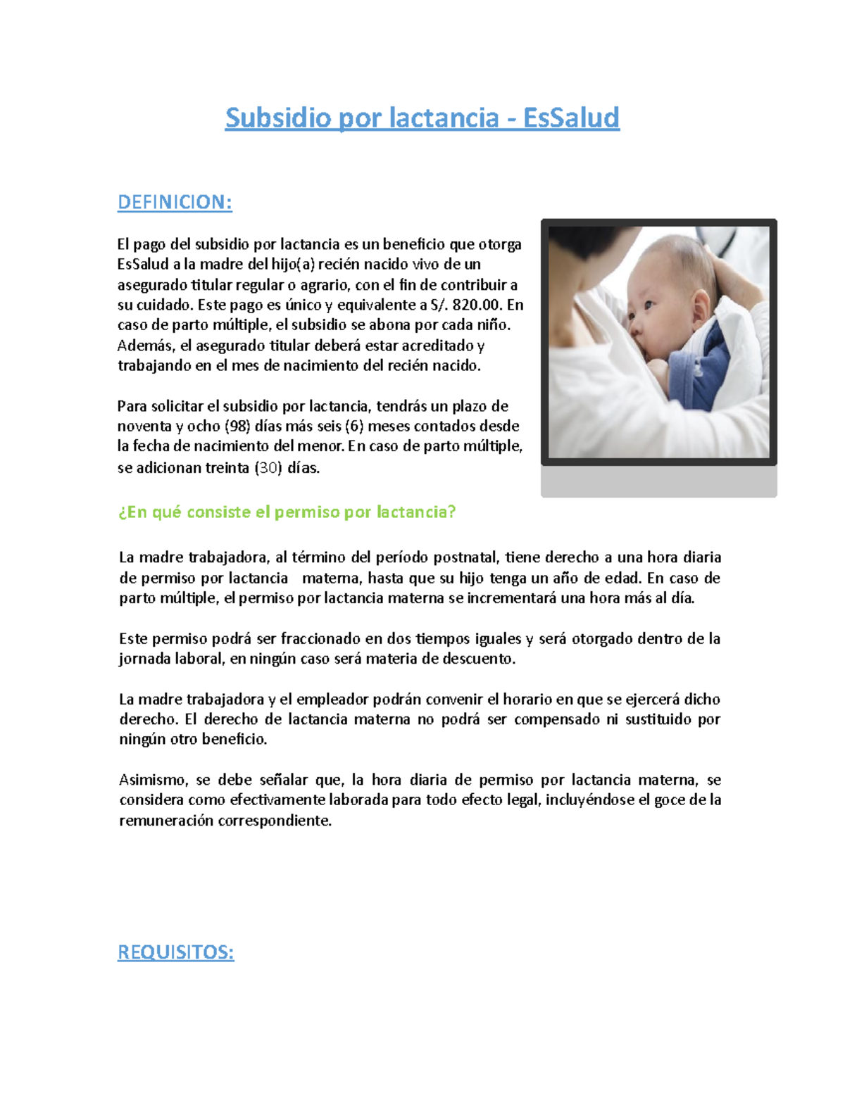 Subsidio por lactancia resumido word - Subsidio por lactancia - EsSalud ...