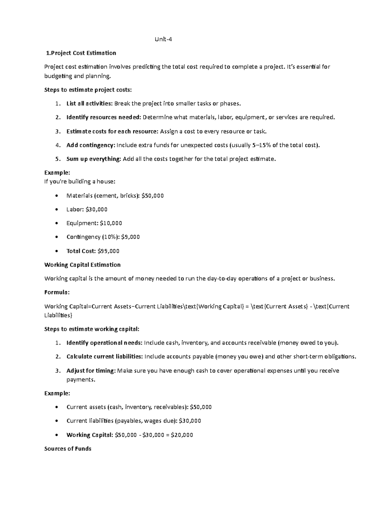 Unit 4: Project Cost Estimation and Financial Planning Guide - Studocu