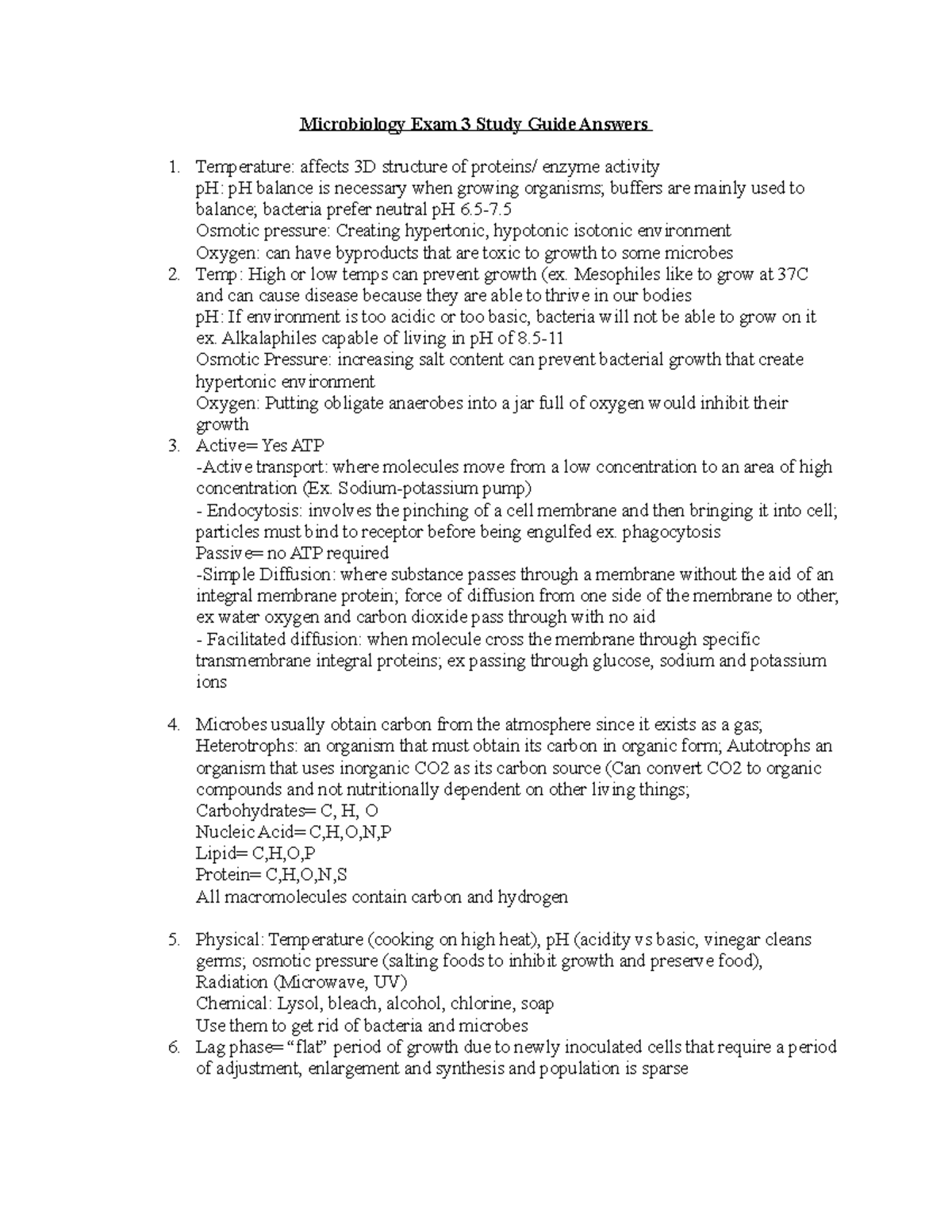 Microbiology Exam 3 Study Guide: Key Concepts and Answers - Studocu