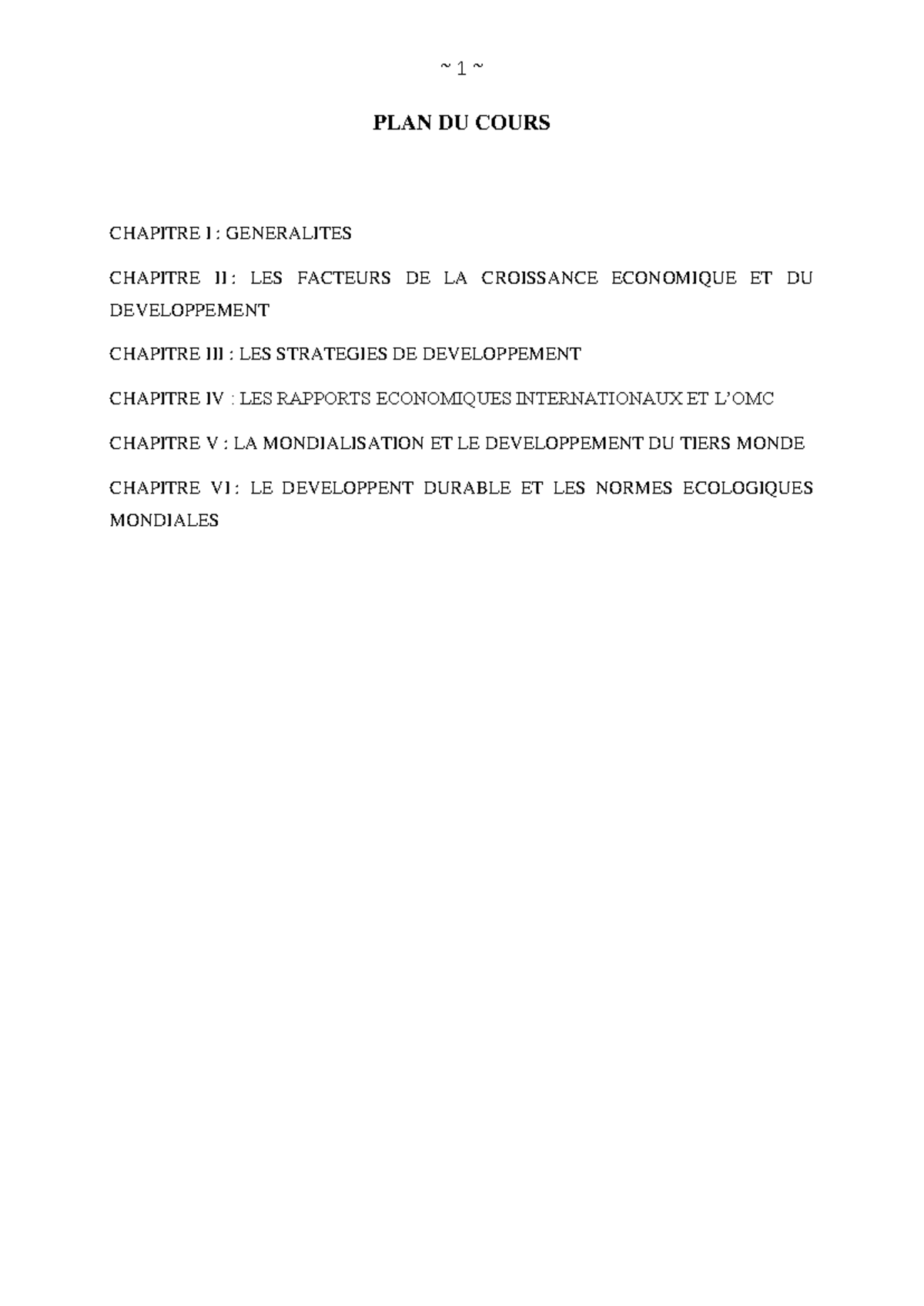 Ecodev-1 : Généralités sur la croissance économique et le développement ...