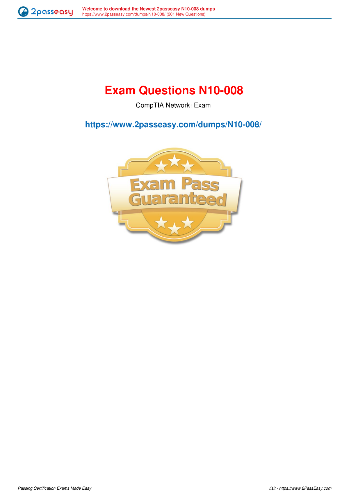N10-008 CompTIA Network+ Exam Practice Questions (201 New) - Studocu