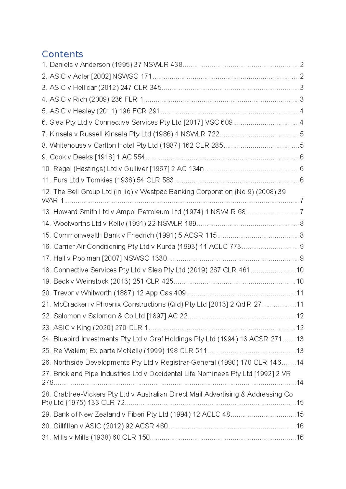 Corporate Law Case Summaries: Key Decisions and Legal Principles - Studocu