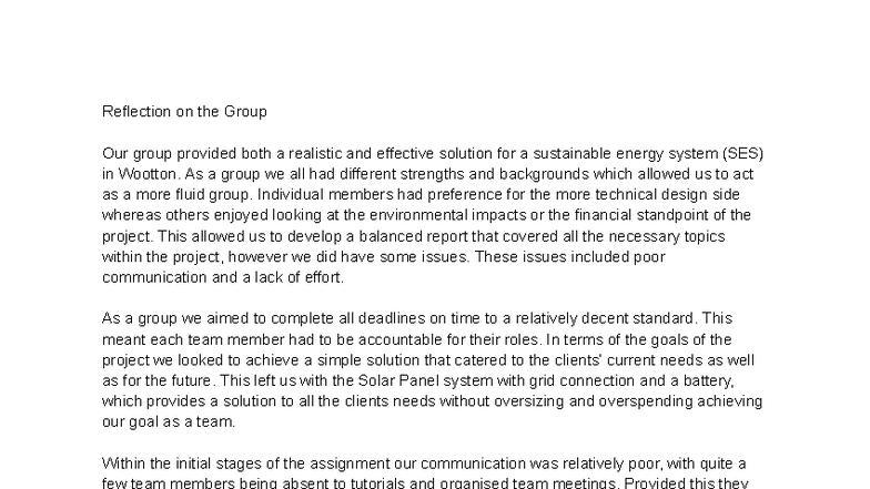 Reflection on Group Dynamics in SES Project (AT4) - Studocu