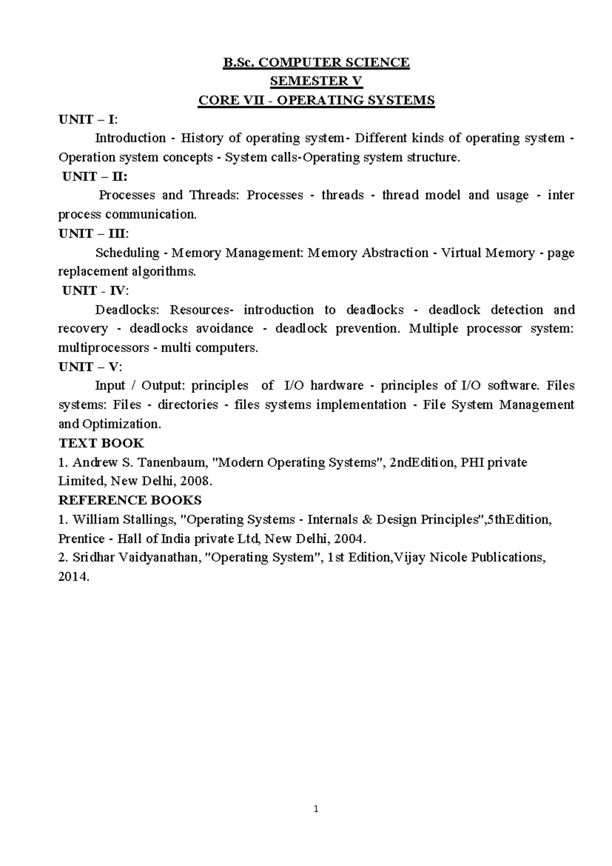 Operating Systems - B.Sc. Computer Science 21UCS07 Semester V Notes ...