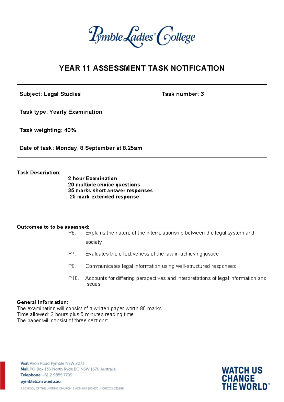2025 Legal Studies Year 11 Yearly Exam Notification - Studocu