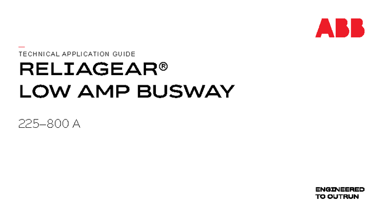 ReliaGear Low Amp Busway Technical Application Guide (1VAL098202-TG ...